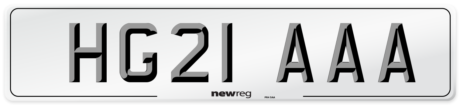 HG21 AAA Number Plate from New Reg